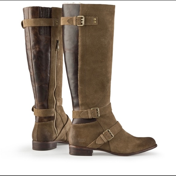 UGG Shoes - UGG  Australia Cydnee Suede Leather Riding Boots Size 10